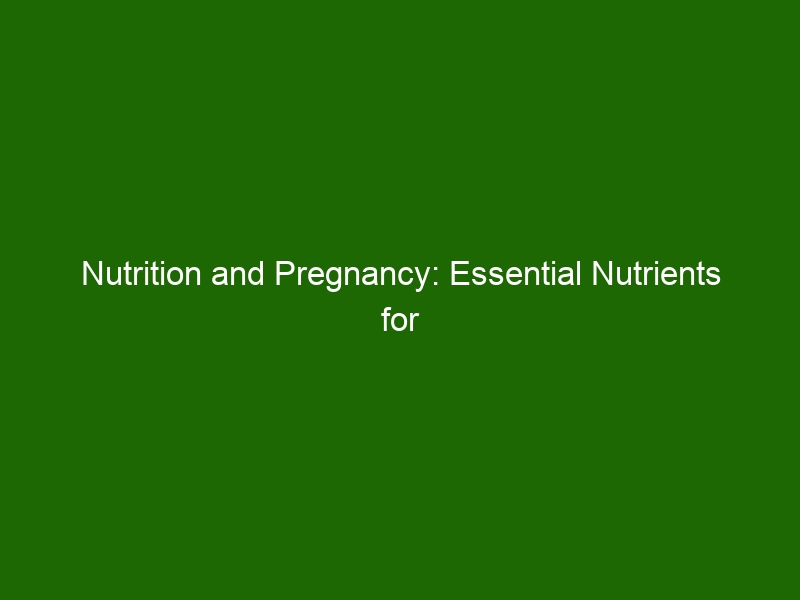 Nutrition And Pregnancy: Essential Nutrients For A Healthy Baby ...