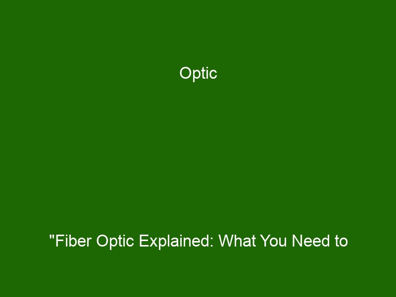 Optic "Fiber Optic Explained What You Need to Know About This Data